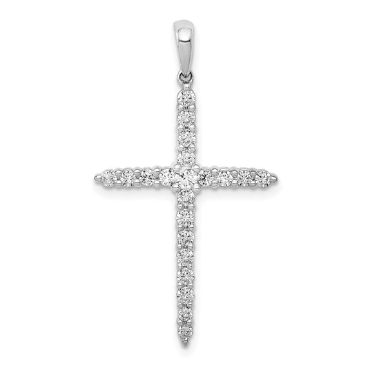 14k White Gold 1/2 carat Lab Grown Diamond VS/SI+ G+ Cross Pendant
