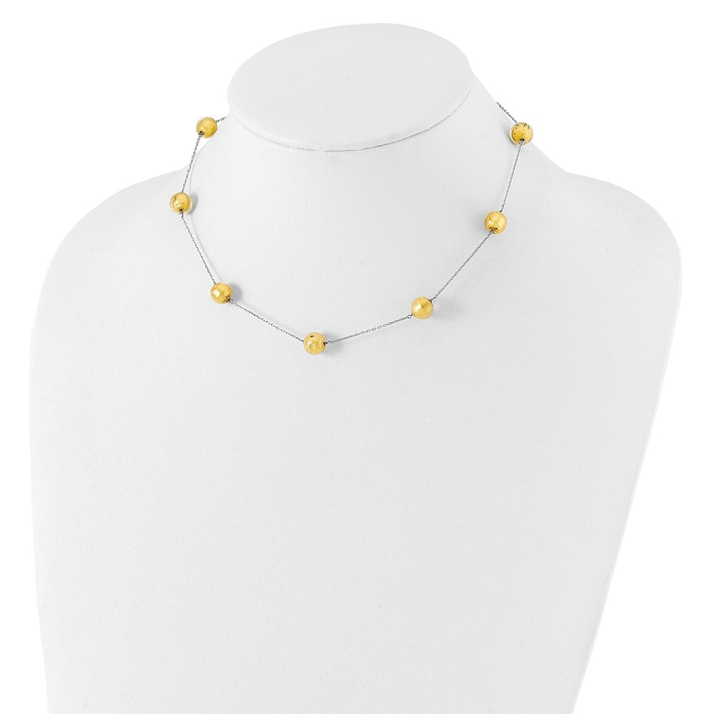 14k White Gold Murano Glass Beaded w/ 1.5in ext Necklace