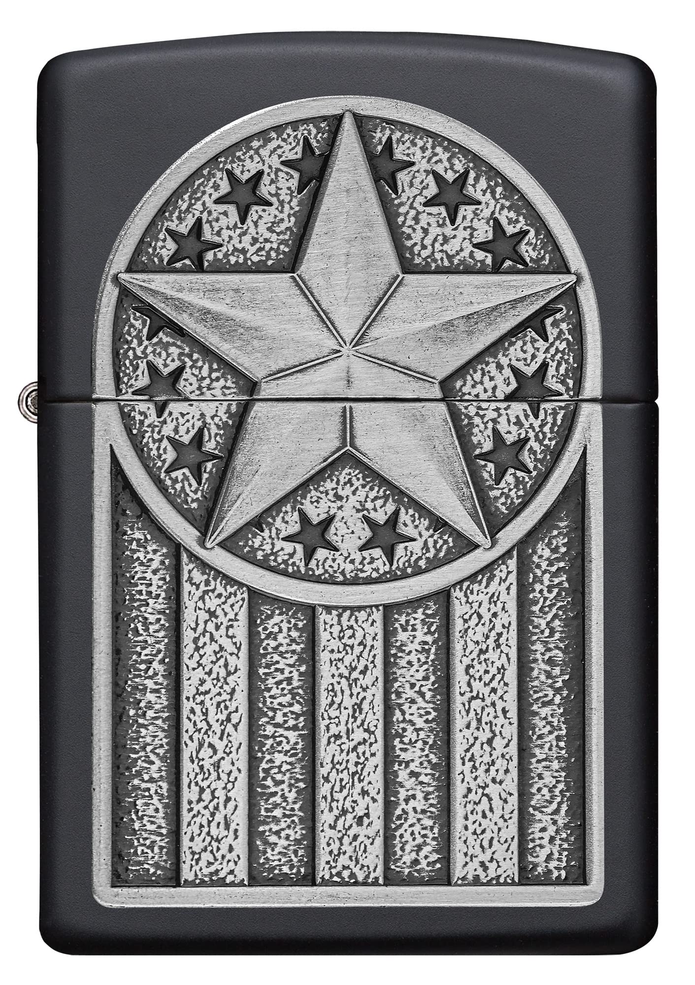 Zippo American Metal Emblem Black Matte Pocket Lighter