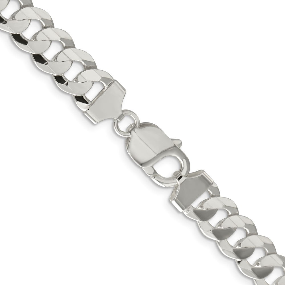 Sterling Silver 9.75mm Concave Beveled Curb Chain 20 Inches