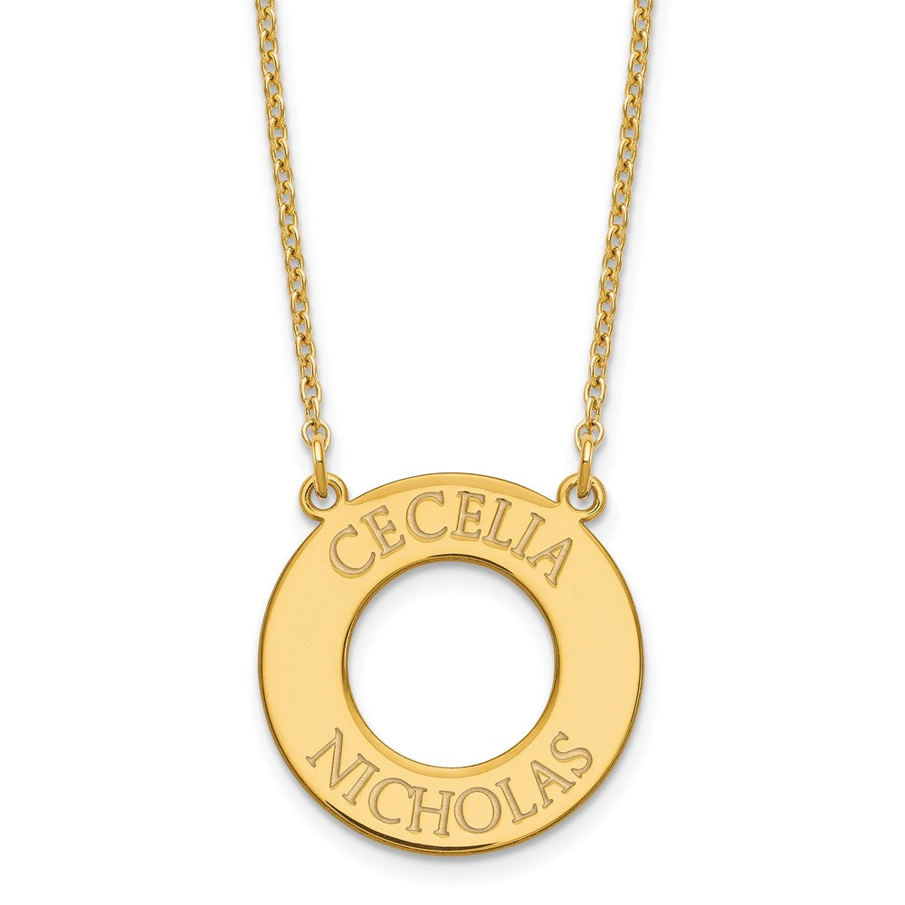 GP Sterling Silver Polished Front/Back Blank Circle Neckalce