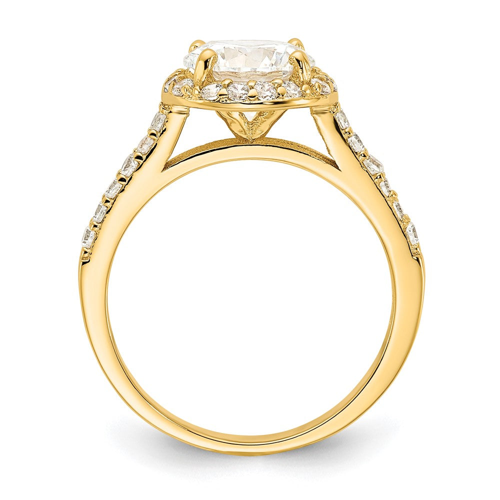 Cheryl M Sterling Silver Gold-plated Polished CZ Round Halo Ring