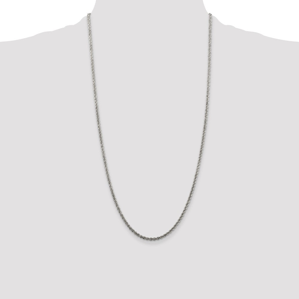 Sterling Silver 2.5mm Solid Rope Chain 28 Inches