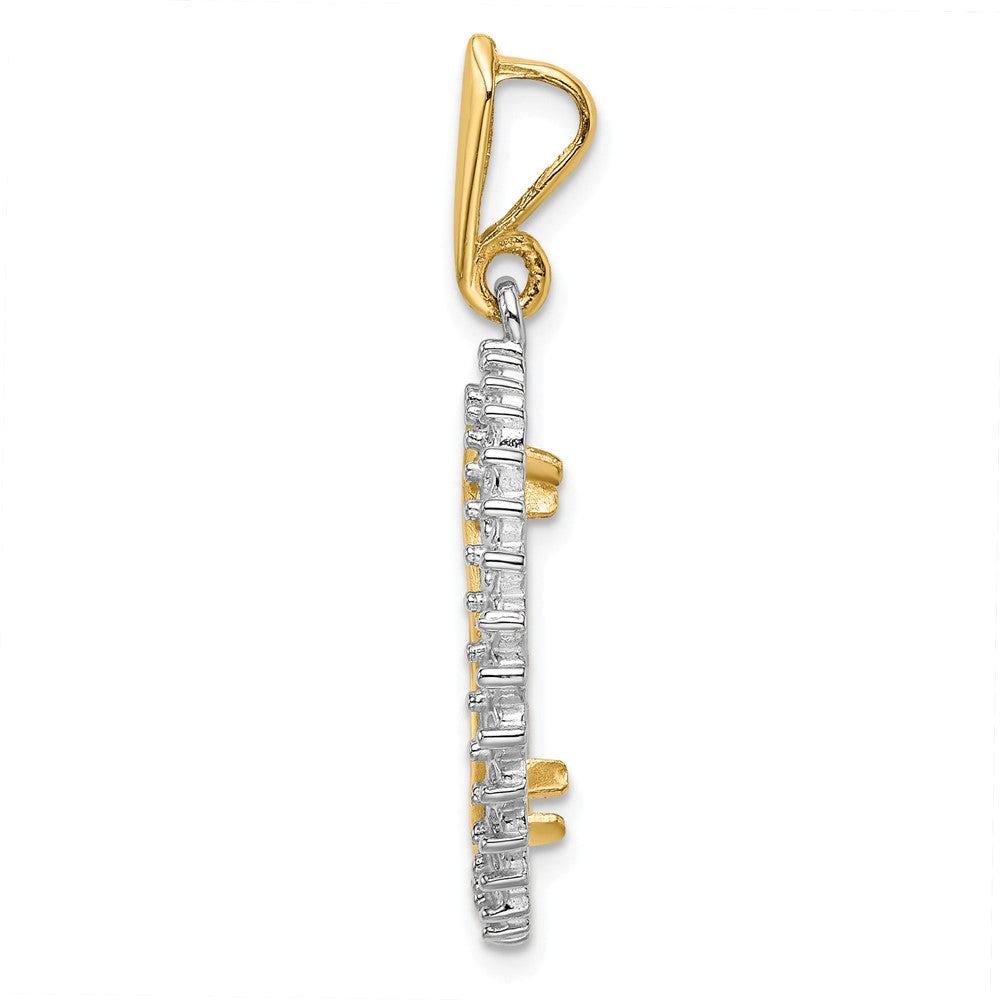 Wideband Distinguished Coin Jewelry 14k Two-tone Polished Diamond Circle 18.0mm Prong Coin Bezel Pendant Mounting