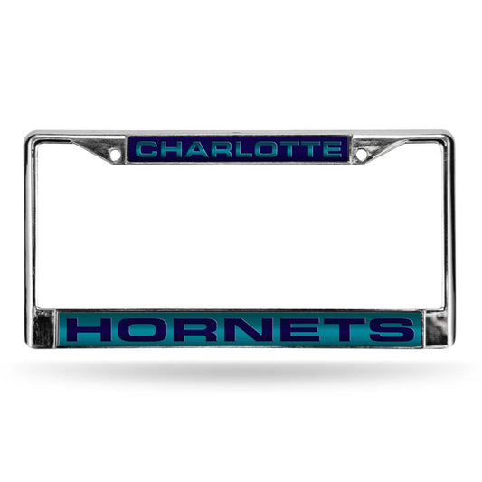 Charlotte Hornets Laser Etched Chrome License Plate Frame