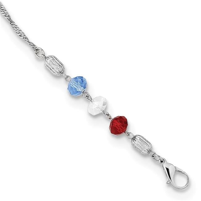 Finest Gold 1928 Silver-tone 22 in. Red, White & Blue Glass Beaded Face Mask Holder