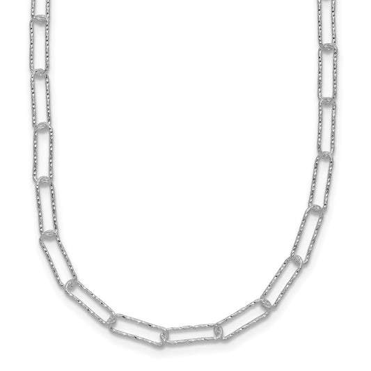 Sterling Silver D/C Fancy Open Link w/1.5 in ext. Necklace 16.75 Inches