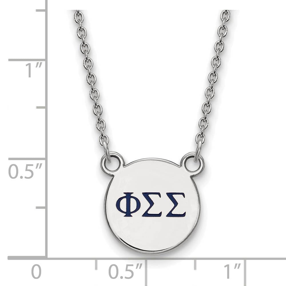 Sterling Silver 18in Official Licensed Greek Sororities Phi Sigma Sigma (???) XS Enamel Pendant w/Necklace