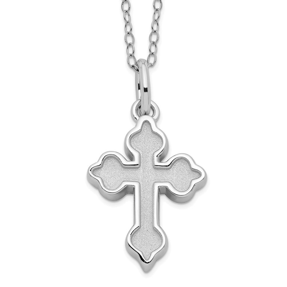 Sentimental Expressions Sterling Silver Rhodium-plated Matted Cross Ash Holder 18 Inch Necklace 18 Inches