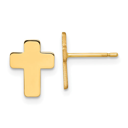 10k Gold Polished Cross Post Earrings