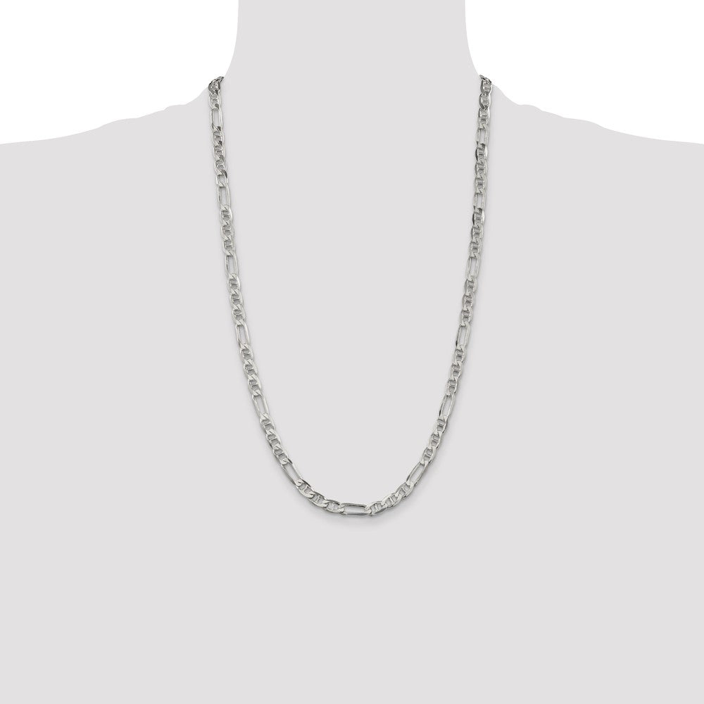 Sterling Silver 5.5mm Figaro Anchor Chain 26 Inches