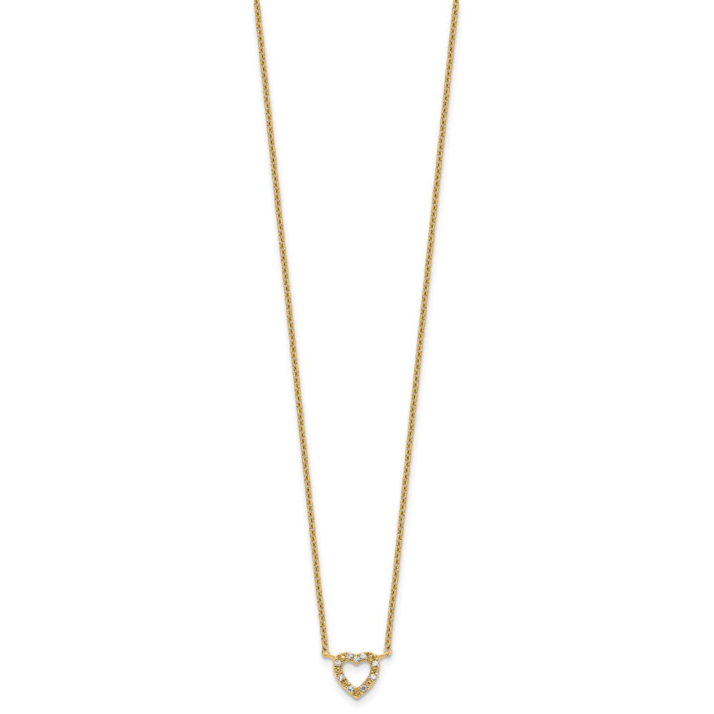 Cheryl M Sterling Silver Gold-plated Polished CZ Open Heart 16 Inch with 2 Inch Extension Necklace