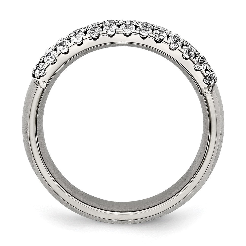 Titanium Polished Multi-row CZ 7mm Band Size - 6