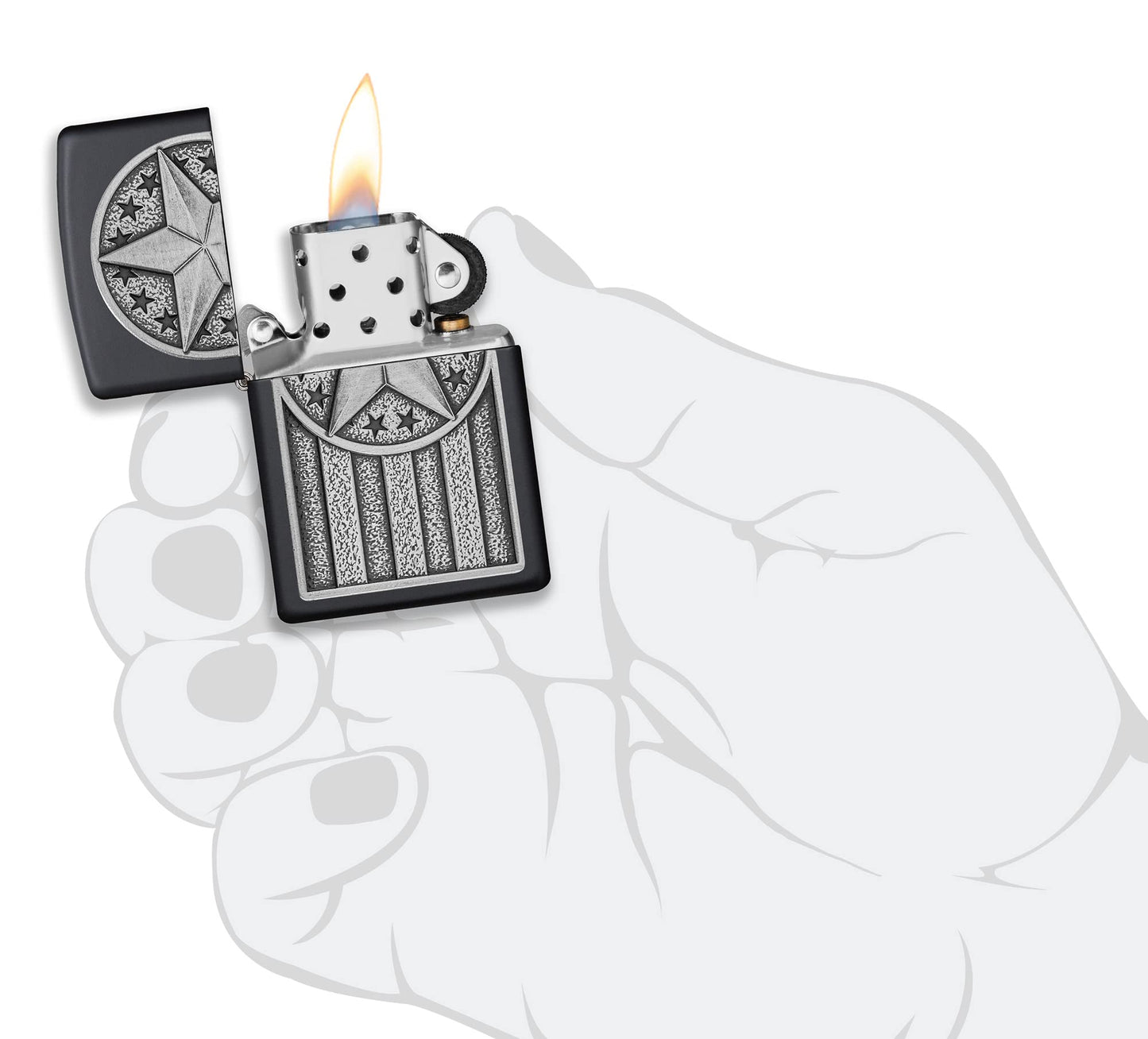 Zippo American Metal Emblem Black Matte Pocket Lighter