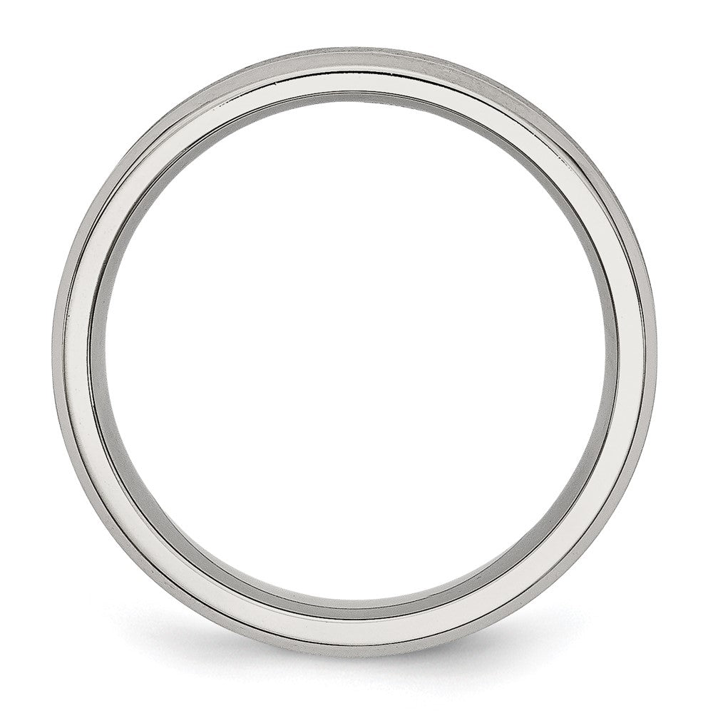 Stainless Steel Concave Beveled Edge 6mm Brushed/Polished Band Size - 7