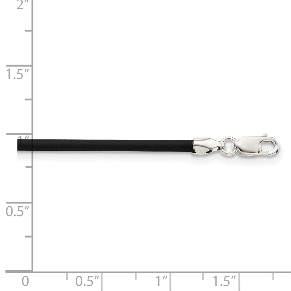Sterling Silver 20inch 2mm Black Rubber Cord Necklace 20 Inches