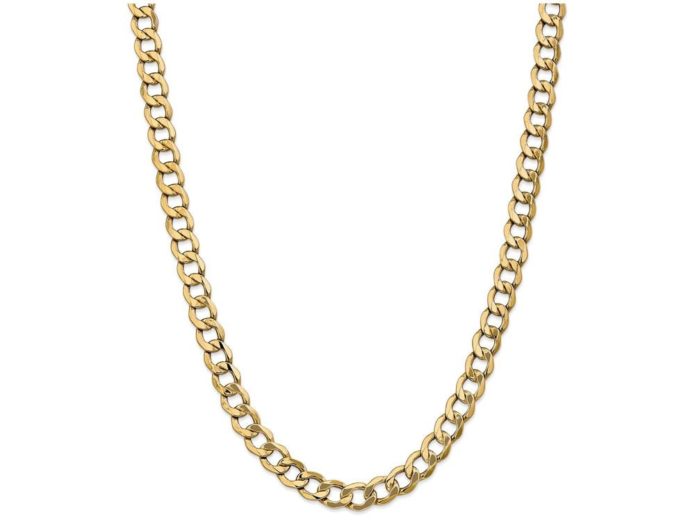 14K 8 inch 9mm Semi-Solid Curb with Lobster Clasp Bracelet