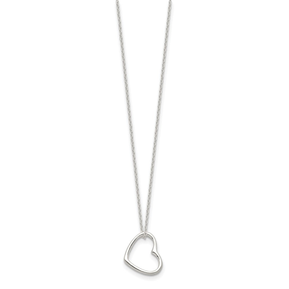 Sterling Silver Heart 14 IN w/2 In EXT Necklace 16 Inches