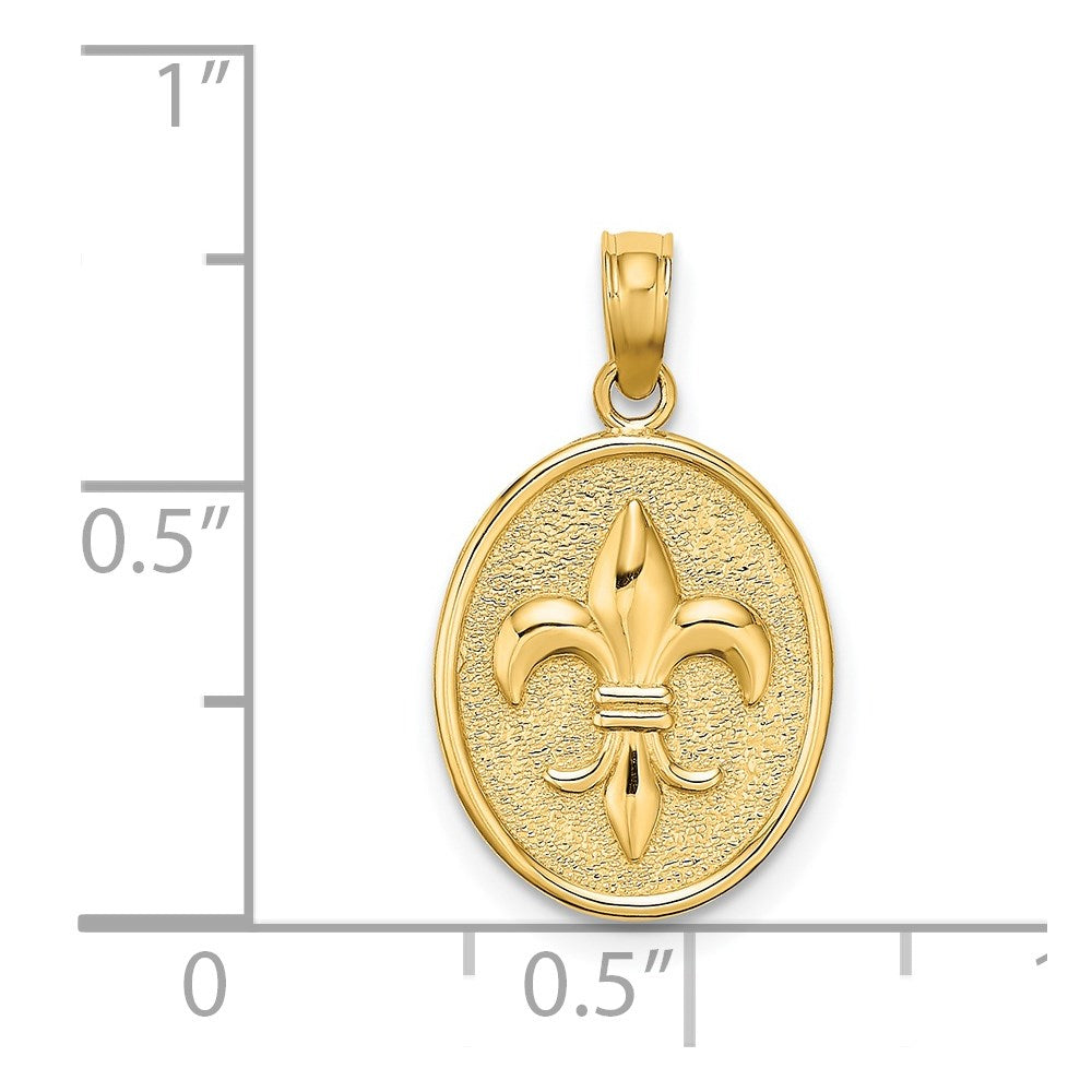 14K Fleur de Lis on Oval Disc Charm