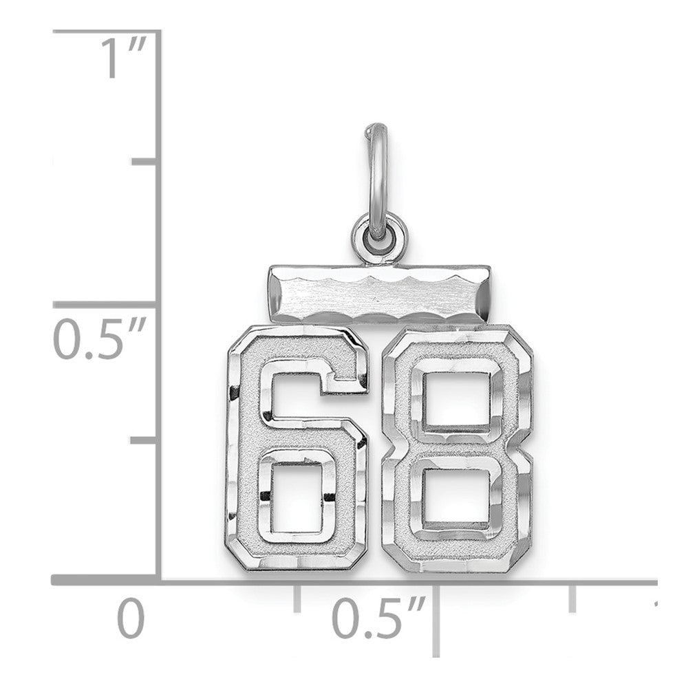 Sterling Silver Rhodium-plated Diamond-cut #68 Charm