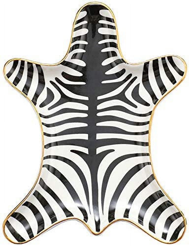 Stephanie Imports Zebra Gold Ceramic Trinket Plate and Decorative Jewelry Dish