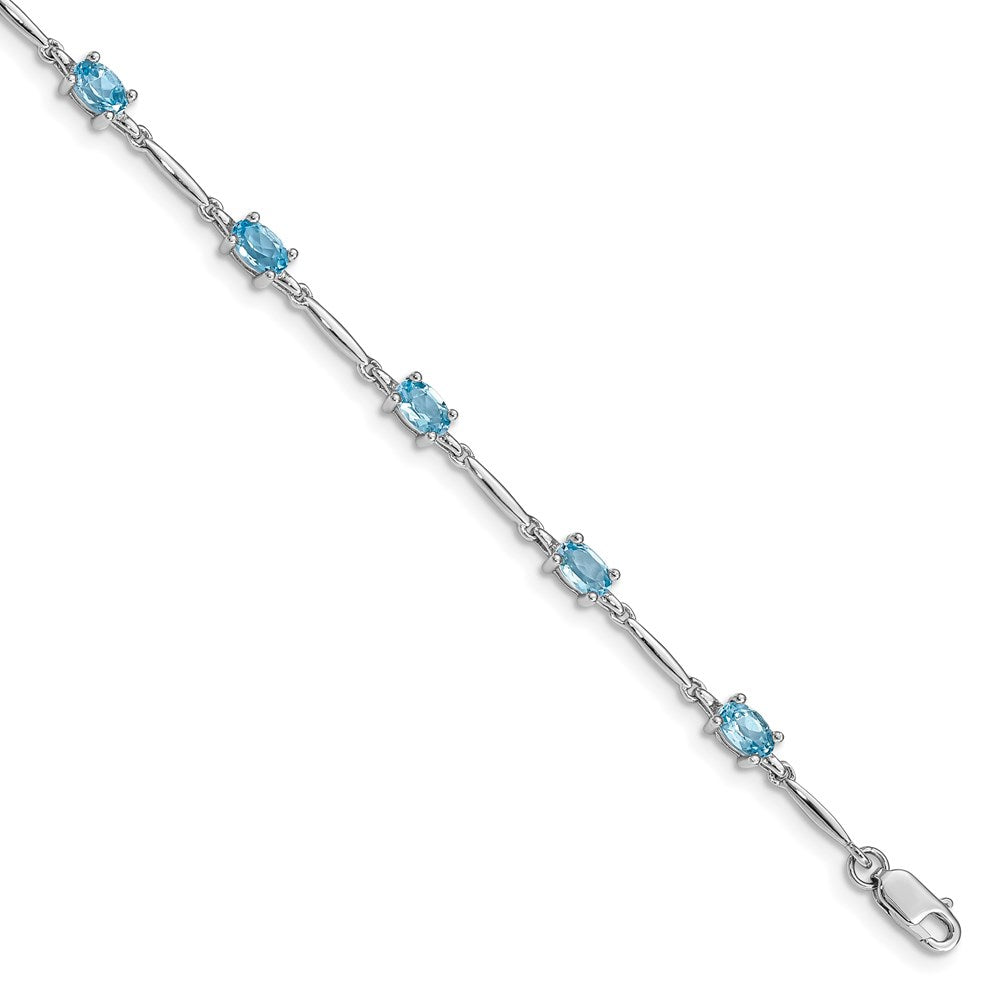 Sterling Silver Rhodium-plated Blue Topaz Bracelet 7 inches