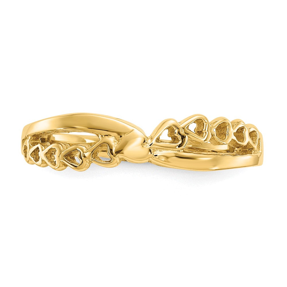 14K Polished Criss Cross Pattern Hearts Ring Size 7