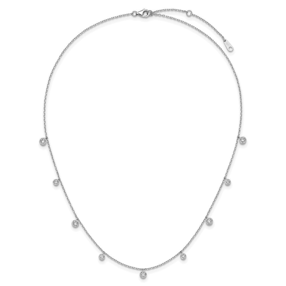 Sterling Shimmer Sterling Silver Rhodium-plated CZ 9 Stone 9 Station 16 inch with 2 inch Extension Necklace 16 Inches