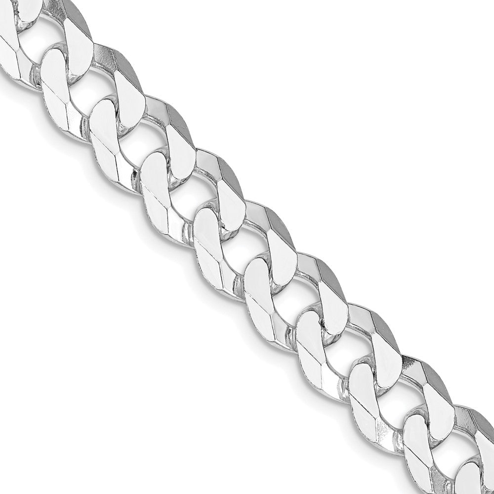 Sterling Silver Rhodium-plated 10.6mm Beveled Curb Chain 24 Inches