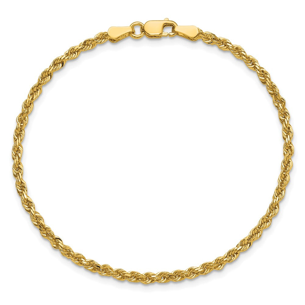 14K 9 inch 2.25mm Diamond-cut Rope with Lobster Clasp Anklet