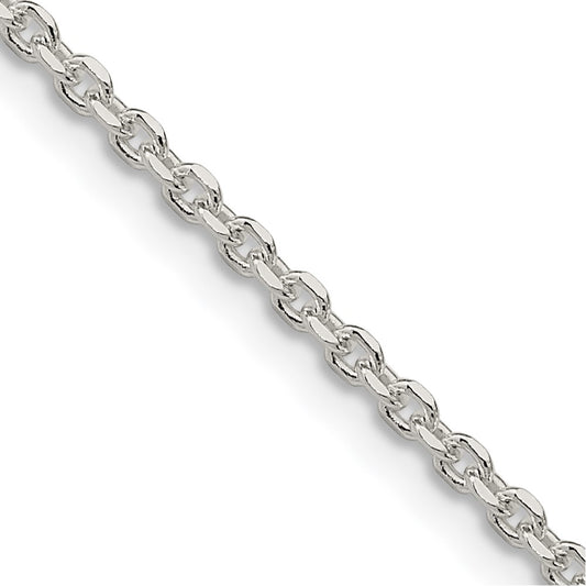 Sterling Silver 2.1mm Diamond-cut Forzantina Cable Chain 24 Inches
