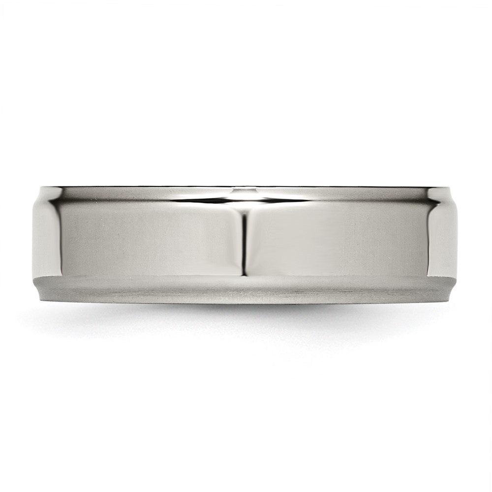 Titanium Polished 7mm Ridged Edge Band Size - 10