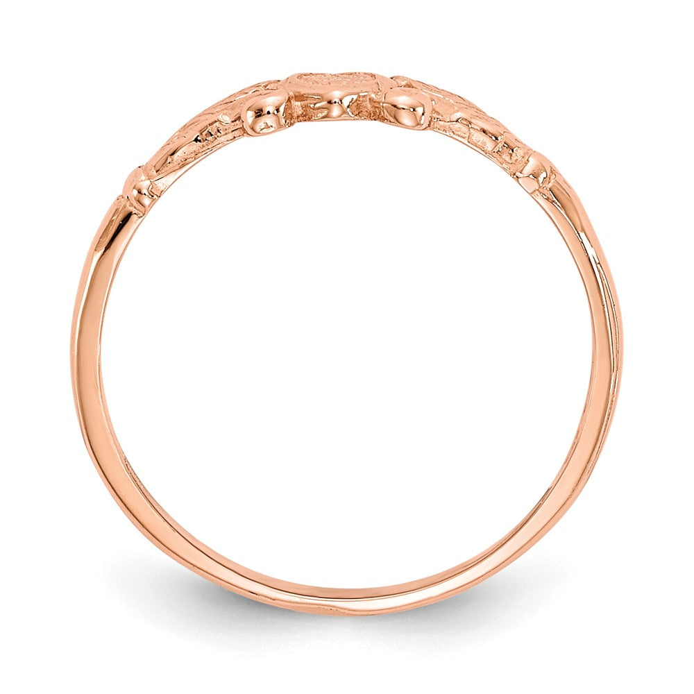 14K Rose Gold Textured Mini Heart Baby Ring Size 1