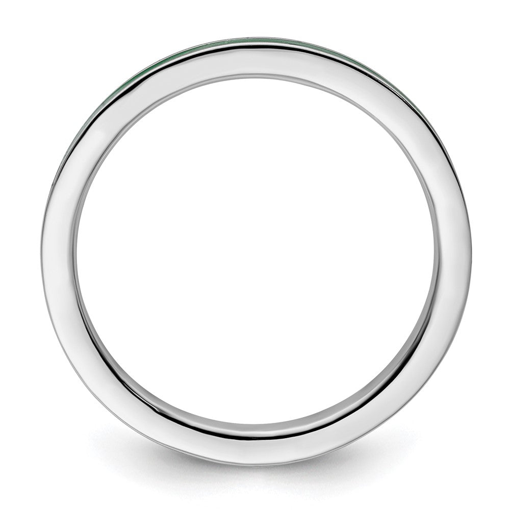 Sterling Silver Stackable Expressions Green Enameled 2.25mm Ring Size -5