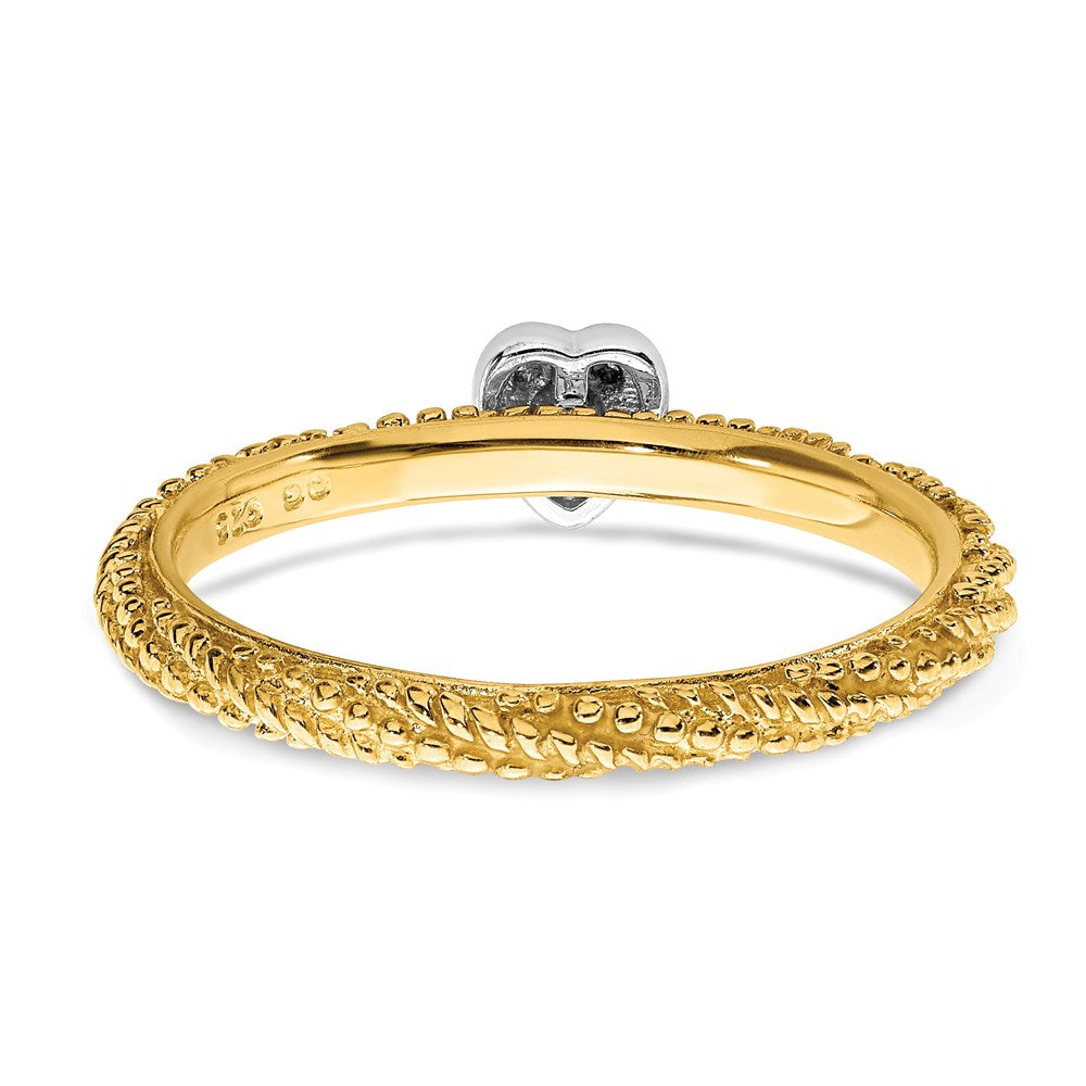 Sterling Silver Diamond Stackable Expressions Yellow Gold Plated Heart Ring Size -5