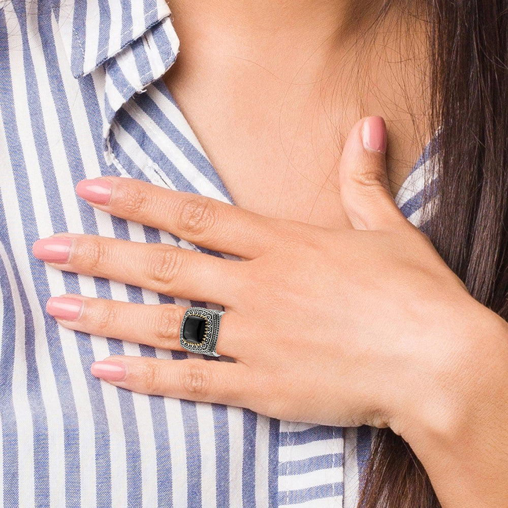 Sterling Silver w/14k Onyx Ring