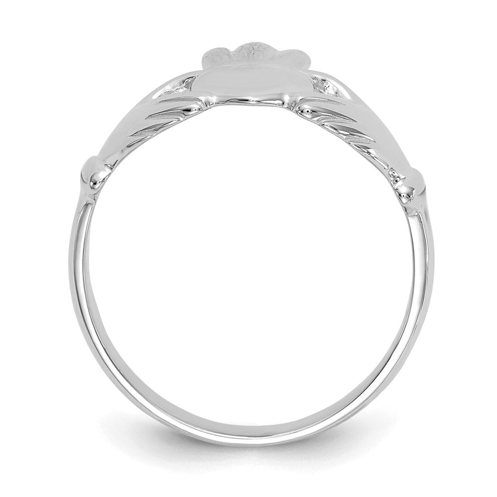 14k White Gold Polished Claddagh Ring Size 7