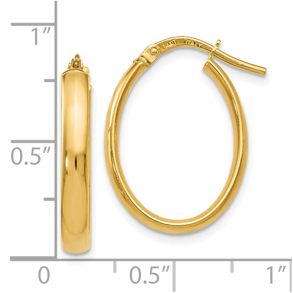 14K Polished Oval Hoop Earrings