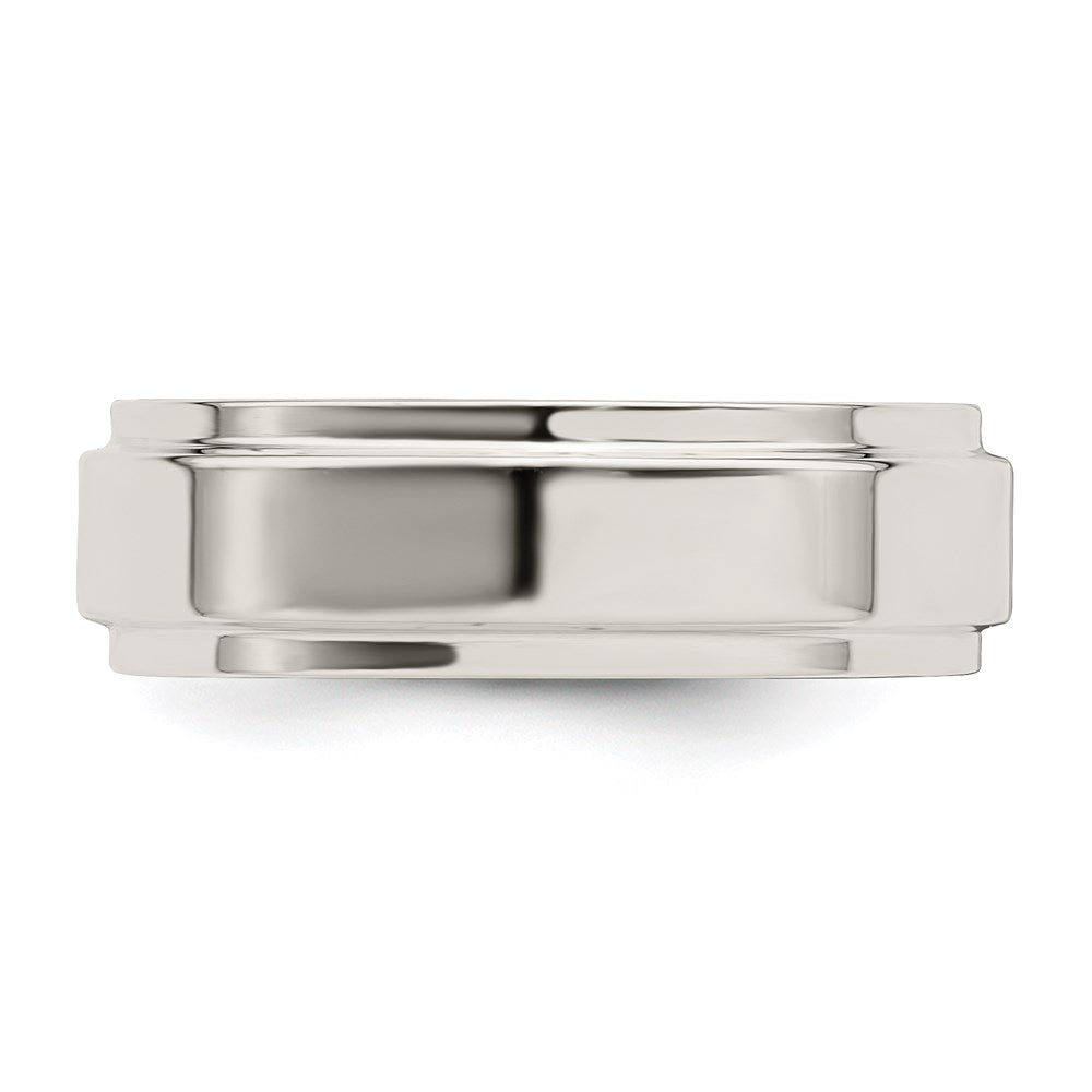 Sterling Silver 6mm Flat with Step Edge Size 12.5 Band