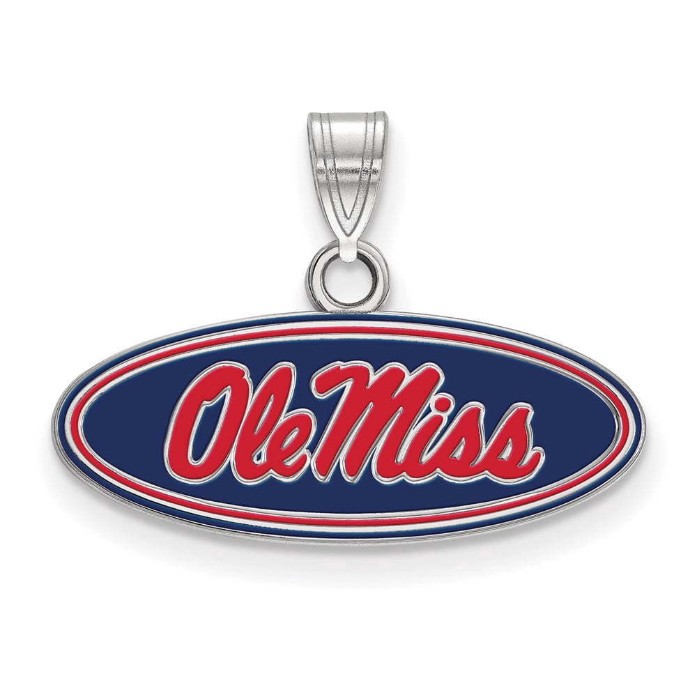 Sterling Silver Official Licensed Collegiate University of Mississippi (UMS) Small Enamel Pendant