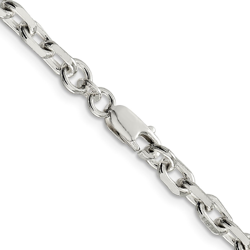 Sterling Silver 4.9mm Beveled Oval Cable Chain 24 Inches