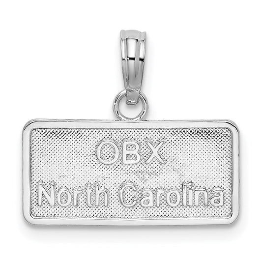 De-Ani Sterling Silver Rhodium-Plated OBX North Carolina License Plate Pendant