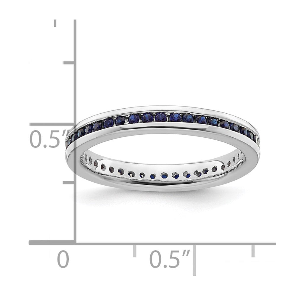 Sterling Silver Stackable Expressions Polished Created Sapphire Ring Size -7