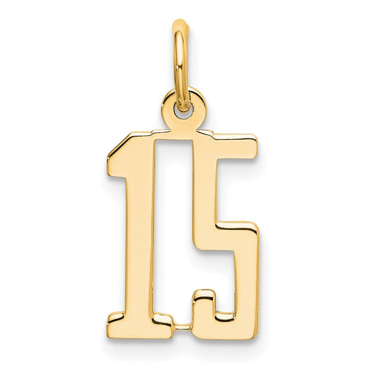 14k White Gold Small Elongated Number 15 Charm