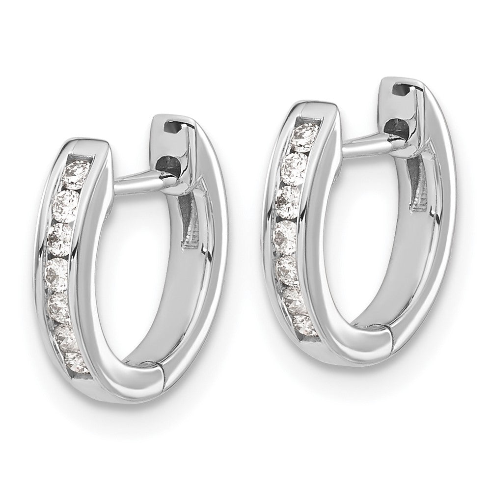 14k White Gold 1/8 carat Lab Grown Diamond VS/SI+ G+ Complete Hinged Hoop Earrings