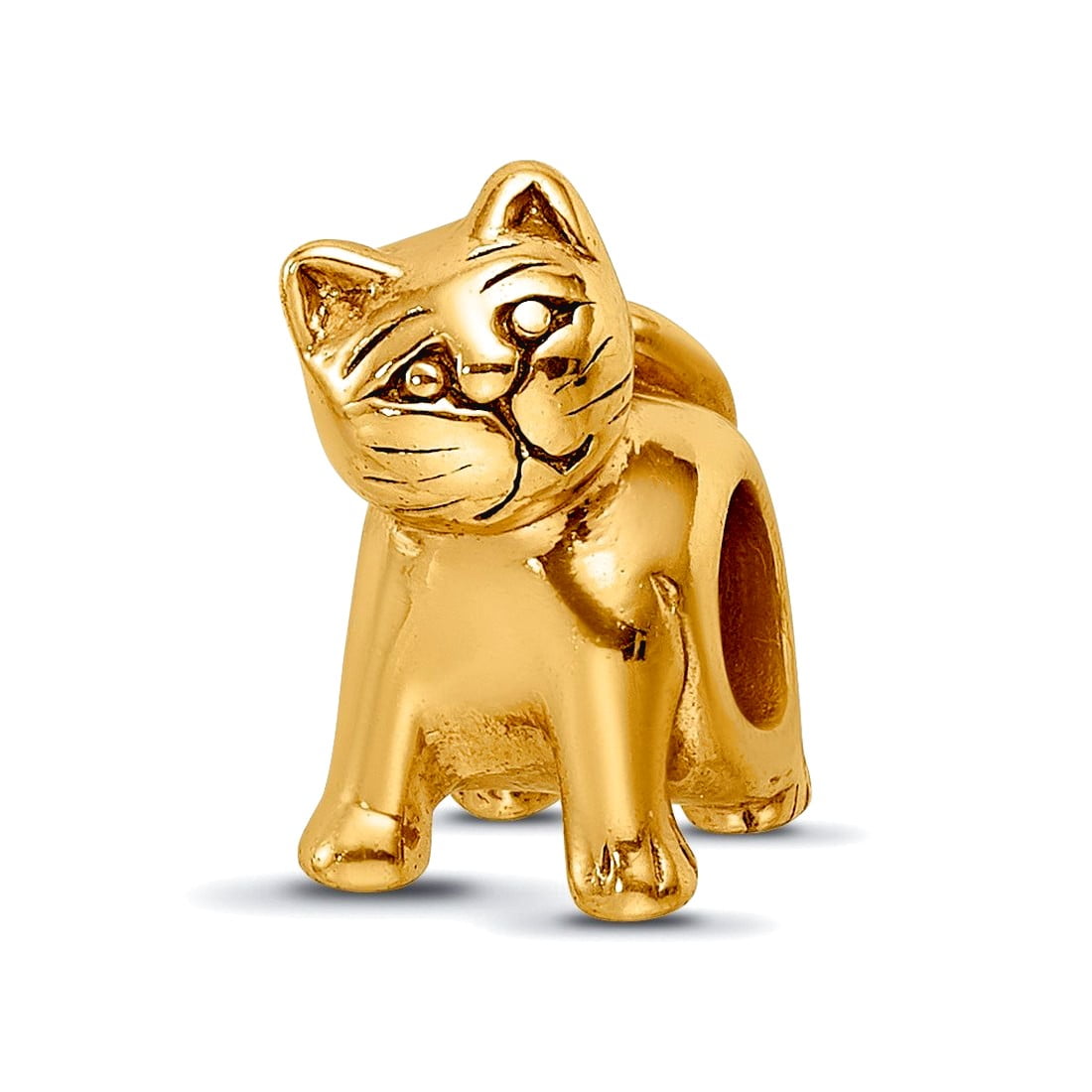 Sterling Silver Gold-plated Reflections Cat Bead