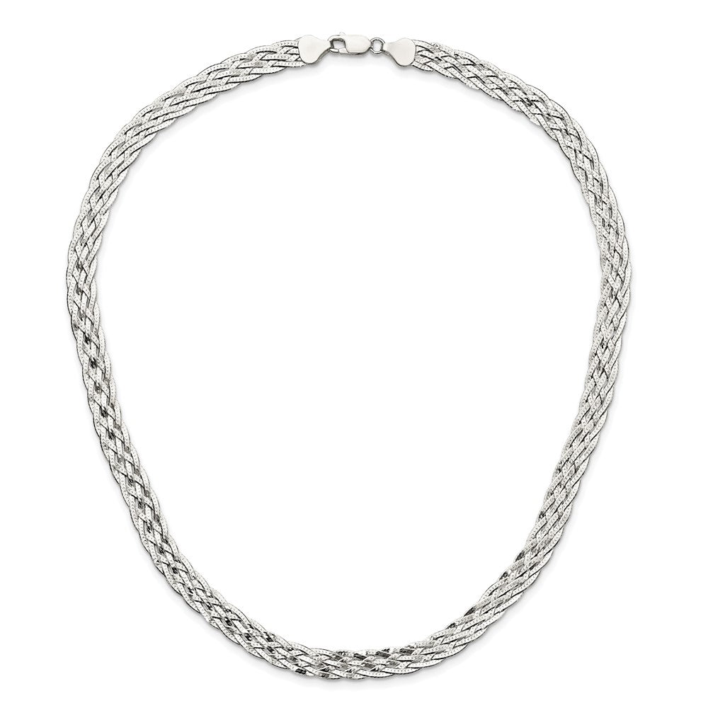 Sterling Silver 6.75mm Braided Fancy Necklace 18 Inches