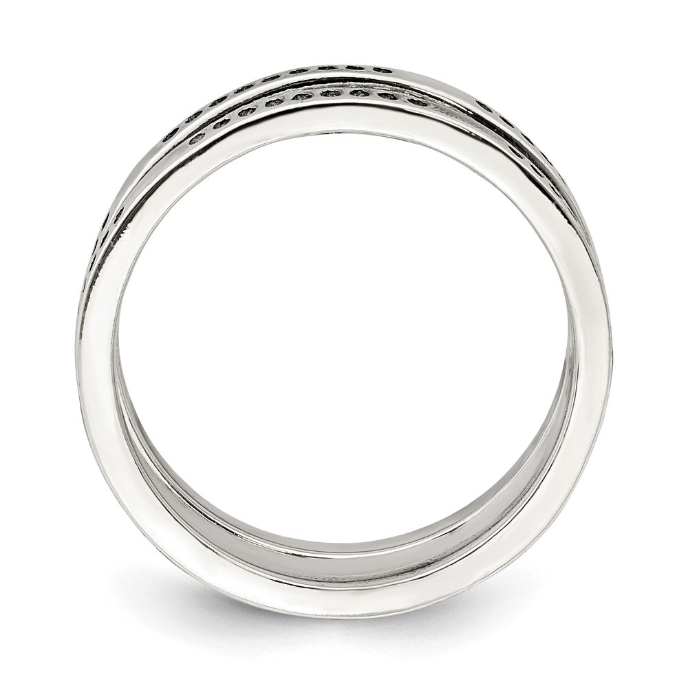 Sterling Silver Three Piece Set Antiqued Bands
