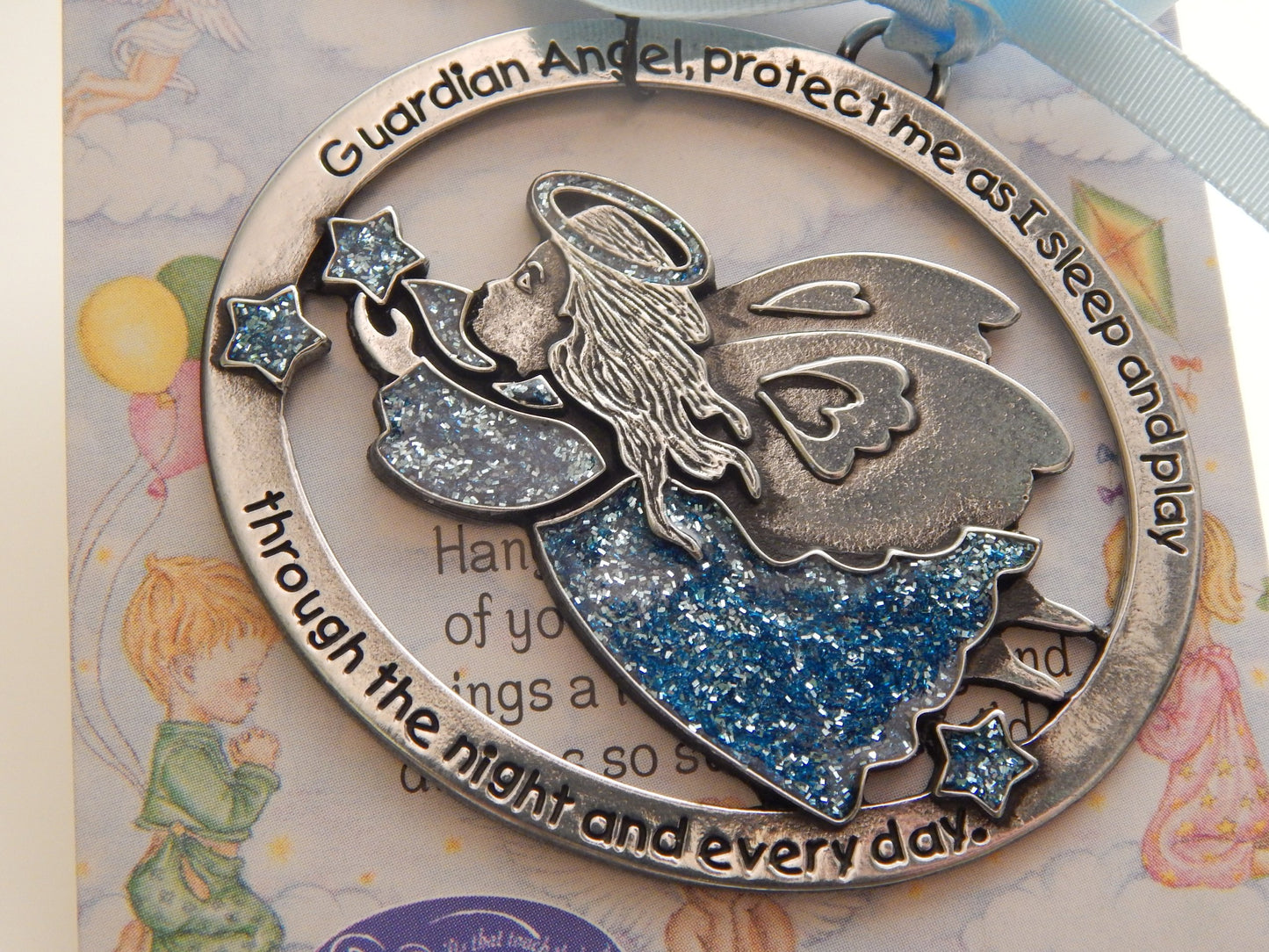 Cathedral Art CM16B Blue Angel Crib Medal for Jewelry Making, 2-1/2 by 2-Inch