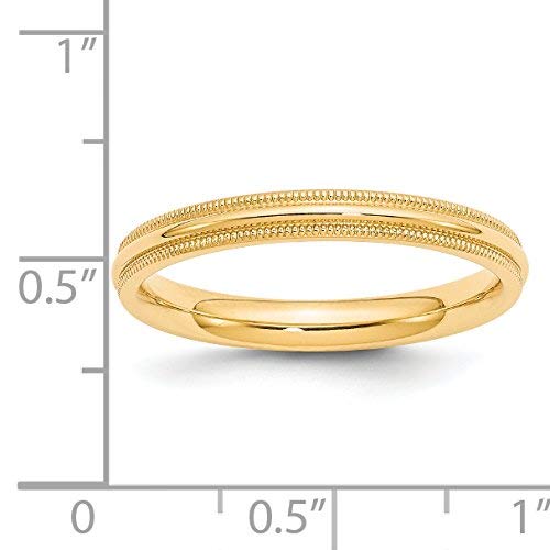 Primal Gold 14 Karat Yellow Gold 3mm Milgrain Comfort Fit Band Size 9